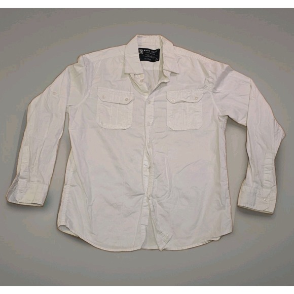 Ecko Unltd. Other - Marc Ecko Cut & Sew White Utility Military Button Up Shirt Mens Sz Large Cotton